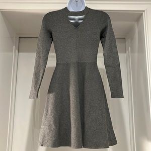 Milly Minis Girls Grey Stretch Knit Long Sleeve Neck Cutout Dress Size 14